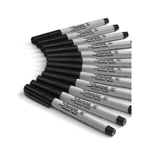 New 20 Count SHARPIE Permanent Markers Ultra Fine Point Black Open Box